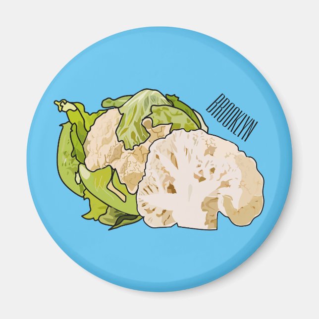 Cauliflower cartoon illustration magnet (Front)