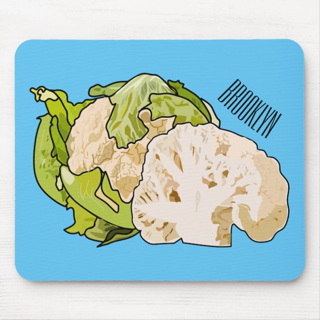 Cauliflower cartoon illustration mouse pad (Front)