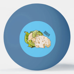 Cauliflower cartoon illustration ping pong ball