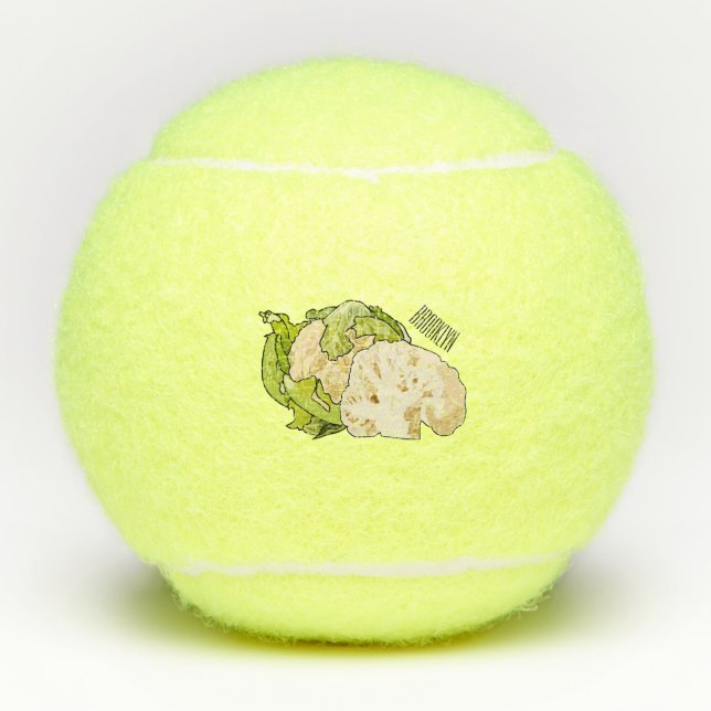 Cauliflower cartoon illustration tennis balls (Front)