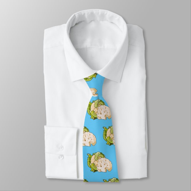 Cauliflower cartoon illustration tie (Tied)