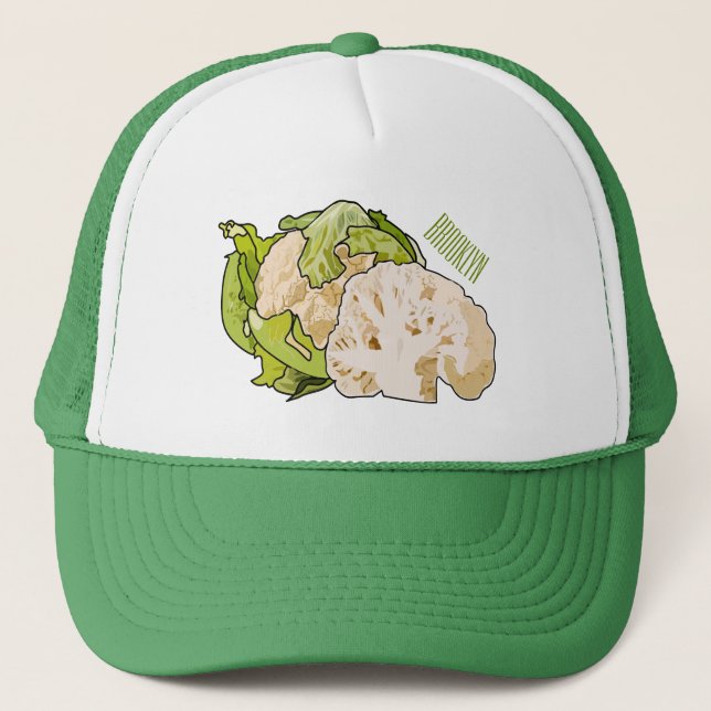Cauliflower cartoon illustration trucker hat (Front)