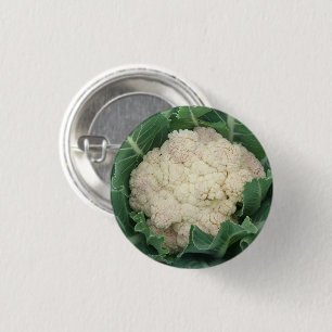 Cauliflower Head and Leaves in Garden 3 Cm Round Badge