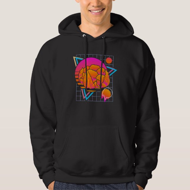 Cauliflower Retro 80s Style Vintage Vegetable Hoodie (Front)