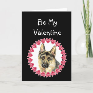 Cause I Woof Love You German Shepherd Valentine Holiday Card