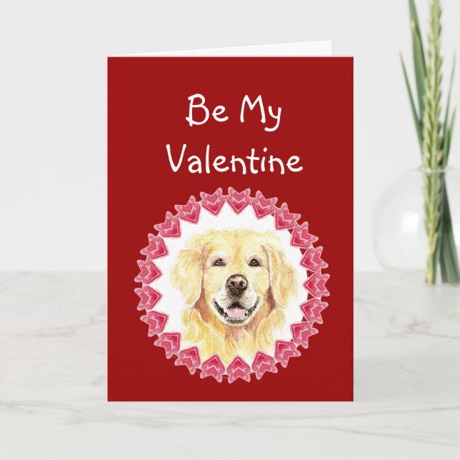 Cause I Woof Love You Golden Retriever Valentine Holiday Card (Front)