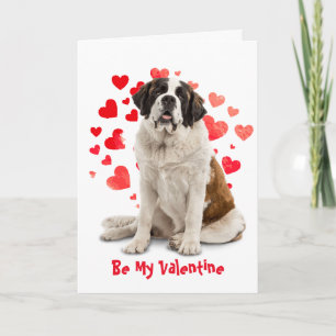 Cause I Woof Love You St. Bernard Dog  Valentine Holiday Card