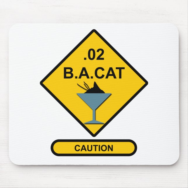 Caution: .02 B. A. Cat Mouse Pad (Front)