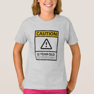 CAUTION 11 Year Old 11th Birthday Gift Kid T-shirt