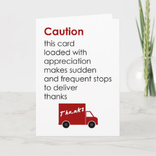 Caution - a funny thank you poem card