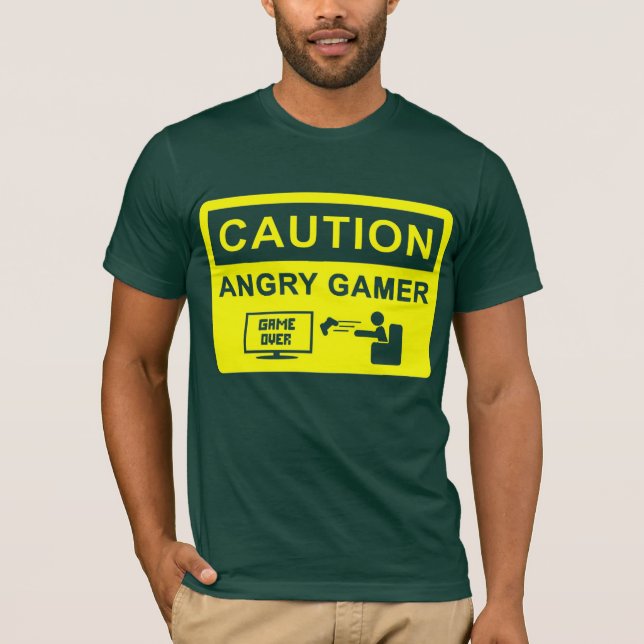 Caution! Angry Gamer Tshirt (Front)