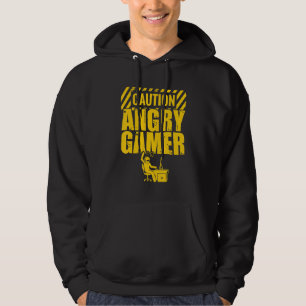 Caution Angry Gamer Video Game Player Pc Console G Hoodie