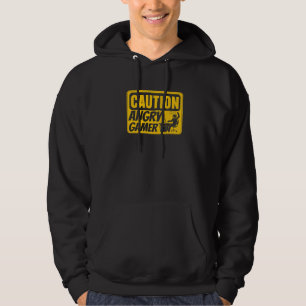 Caution Angry Gamer Video Game Player Pc Console G Hoodie