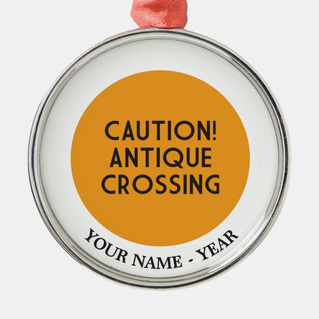 Caution! Antique Crossing Metal Tree Decoration (Front)