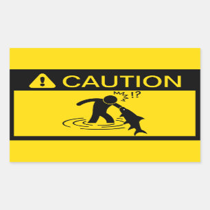 Caution: Attacking Fish Rectangular Sticker