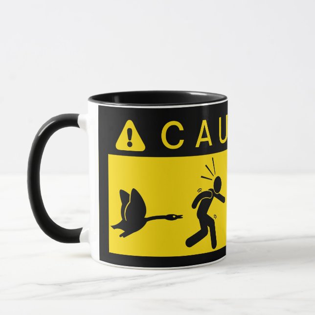 Caution: Attacking Geese Mug (Left)