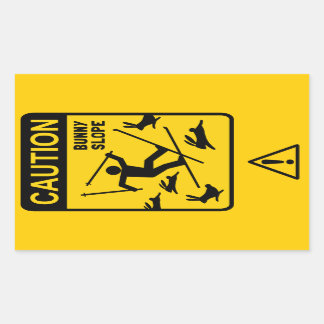 CAUTION: Bunny Slope - Humourous Ski Warning Sign Rectangular Sticker
