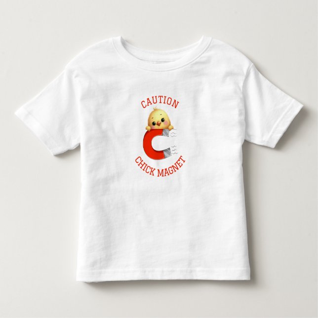 Caution Chick Magnet Boys  Toddler T-Shirt (Front)