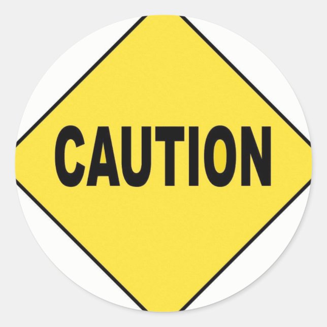 caution classic round sticker (Front)