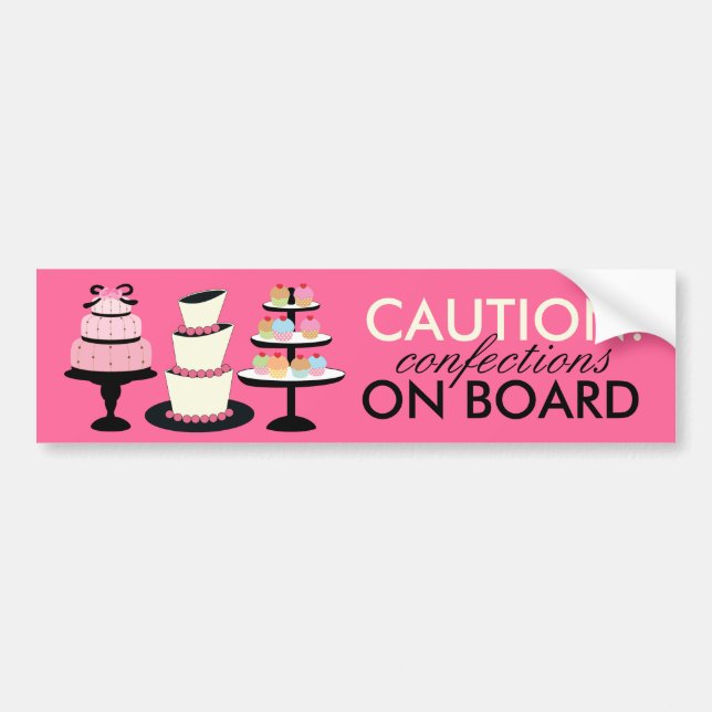 CAUTION: Confections on Board Bumper Stickers (Front)