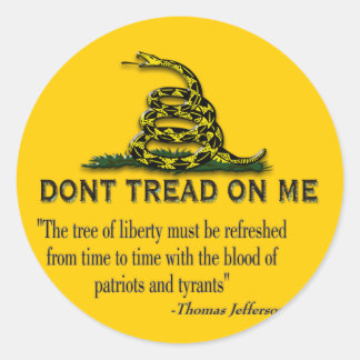 CAUTION "Don't Tread On Me" FLAG Classic Round Sticker