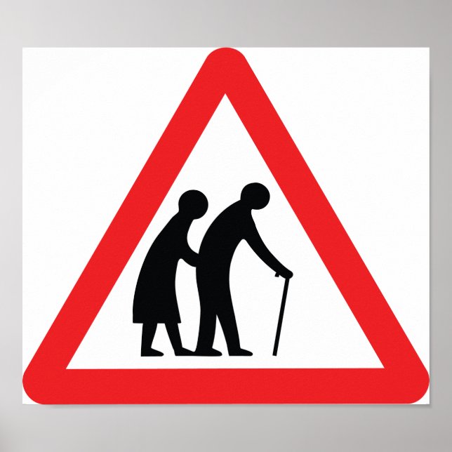 CAUTION Elderly People - UK Traffic Sign (Front)