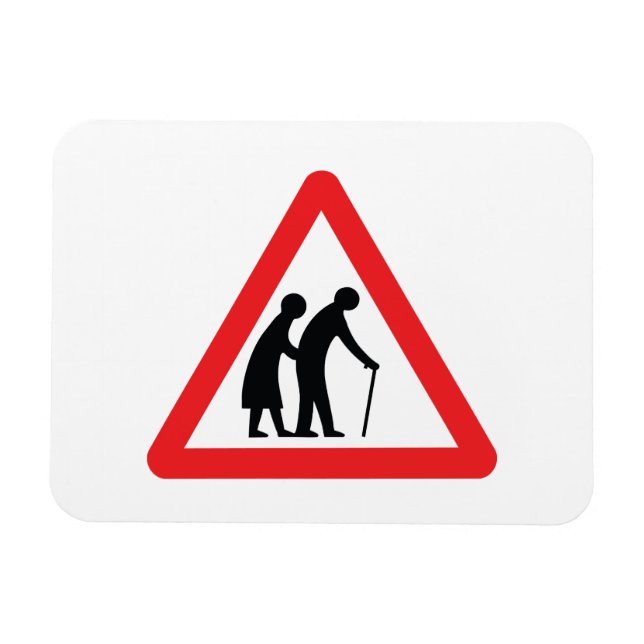 CAUTION Elderly People - UK Traffic Sign Magnet (Horizontal)
