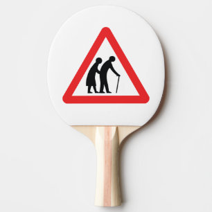 CAUTION Elderly People - UK Traffic Sign Ping Pong Paddle