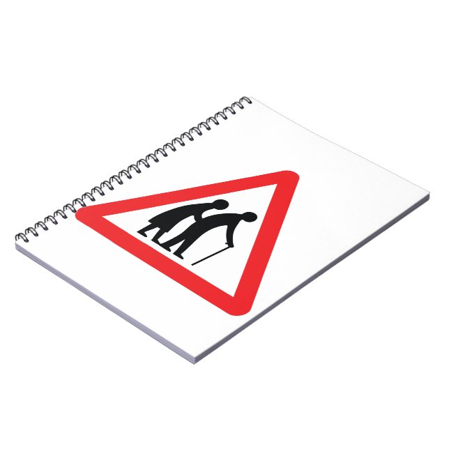 CAUTION Elderly People - UK Traffic Sign Spiral Notebook (Left Side)