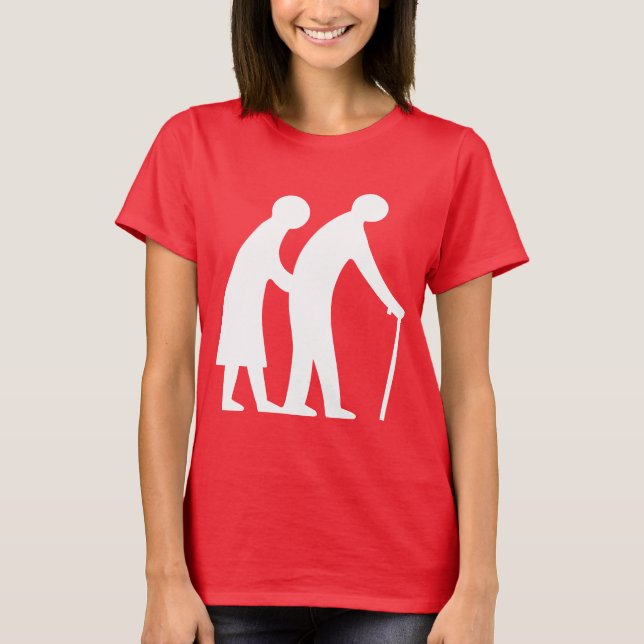 CAUTION Elderly People - UK Traffic Sign T-Shirt (Front)