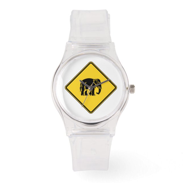 Caution Elephants Crossing ⚠ Thai Road Sign ⚠ Watch (Front)