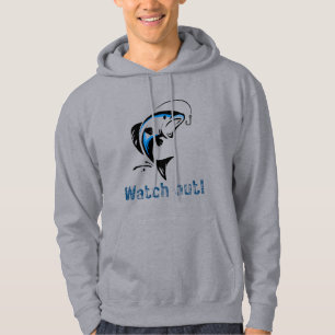 "Caution! Fishing Zone" - Fun Fishing Rod Design Hoodie