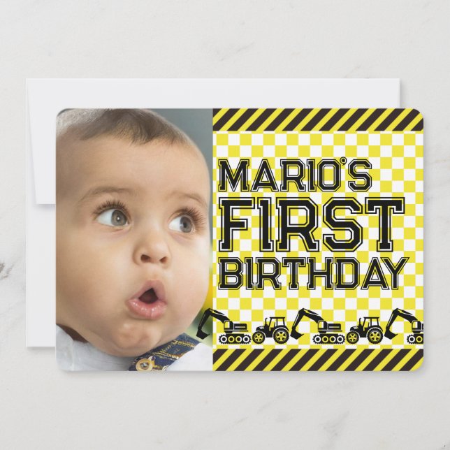 Caution! Funny First Birthday party Invitation (Front)