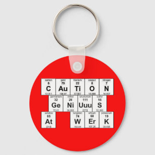 CAuTiON GeNiUuuS At WErK Keychain