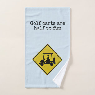 Caution Golf Cart Road Sign Blue Hand Towel