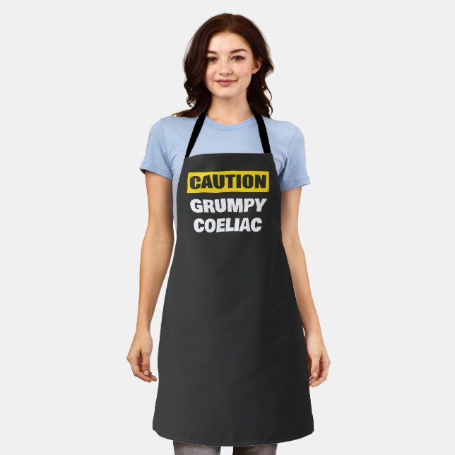 Caution Grumpy Coeliac Celiac Apron (Worn)