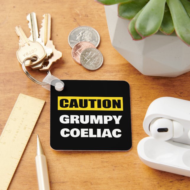 Caution Grumpy Coeliac Celiac Key Ring (Desk)