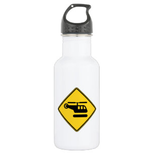 Caution Helicopter Sign 532 Ml Water Bottle