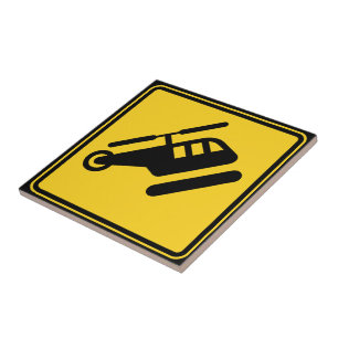 Caution Helicopter Sign Tile