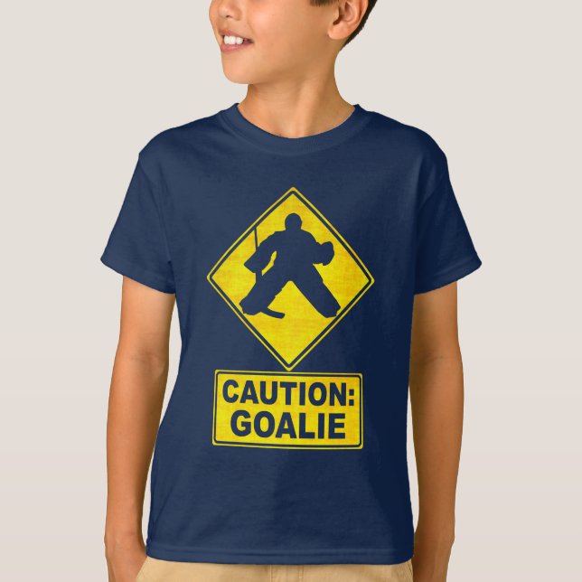 Caution: Hockey Goalie Kids' Tee Shirt (Front)