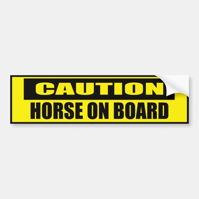 Caution Horse on Board Bumper Sticker (Front)