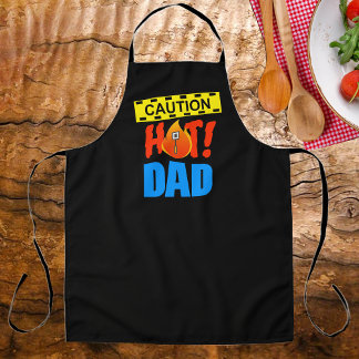 Caution Hot Dad Apron