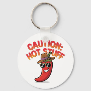 Caution: Hot Stuff Design - Fun Chili Pepper Key Ring