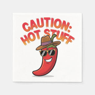 Caution: Hot Stuff Design - Fun Chili Pepper Napkin