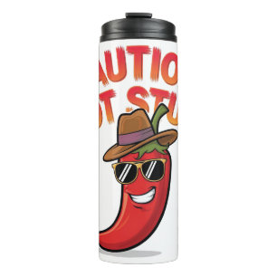 Caution: Hot Stuff Design - Fun Chili Pepper Thermal Tumbler