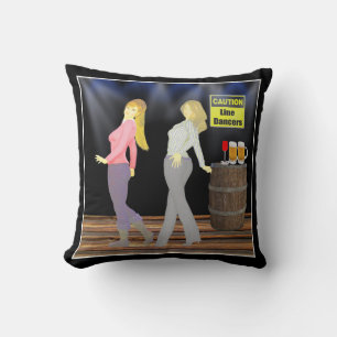 Caution Line Dancers Women On Dance Floor Cushion