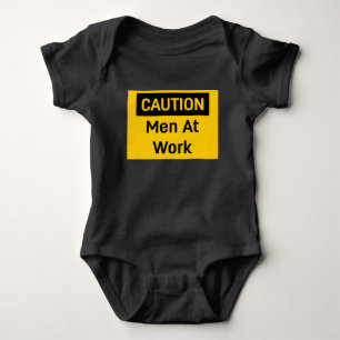 CAUTION Men at Work Sign Baby Bodysuit