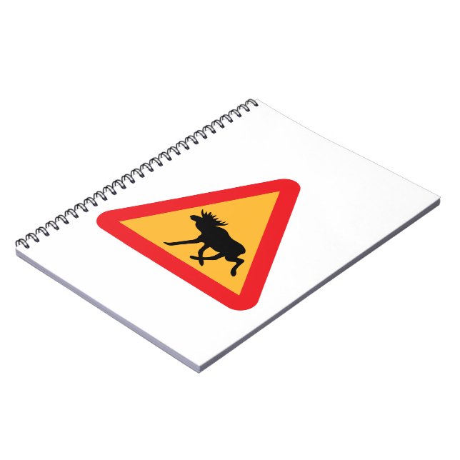 Caution Moose Swedish Traffic Sign Notebook (Left Side)