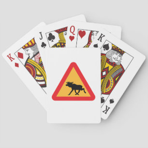 Caution Moose Swedish Traffic Sign Playing Cards