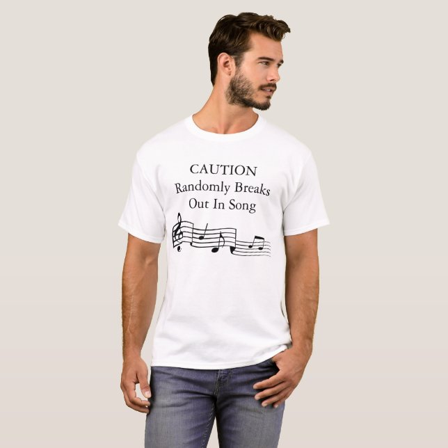 CAUTION MUSICAL LOVERS NEW AND IMPROVED T-SHIRT (Front Full)